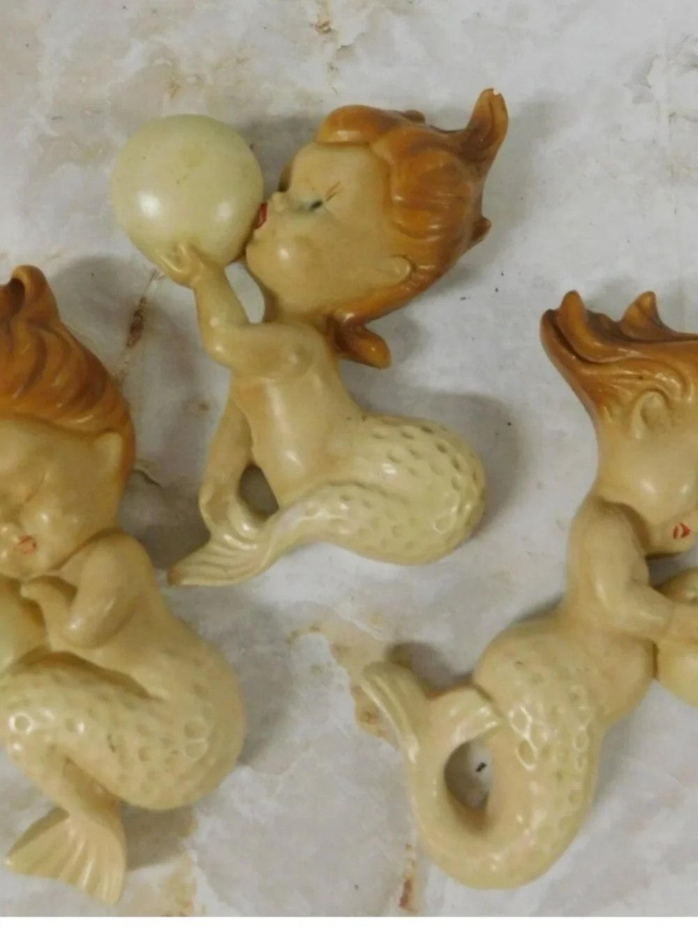 Vintage-Inspired Cream & Brown Mermaid Wall Decor Set